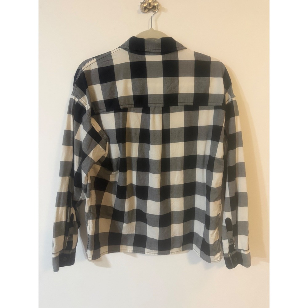 Madewell Buffalo Check Flannel Shirt Womens Medium Black White Plaid Button Down - Picture 3 of 6